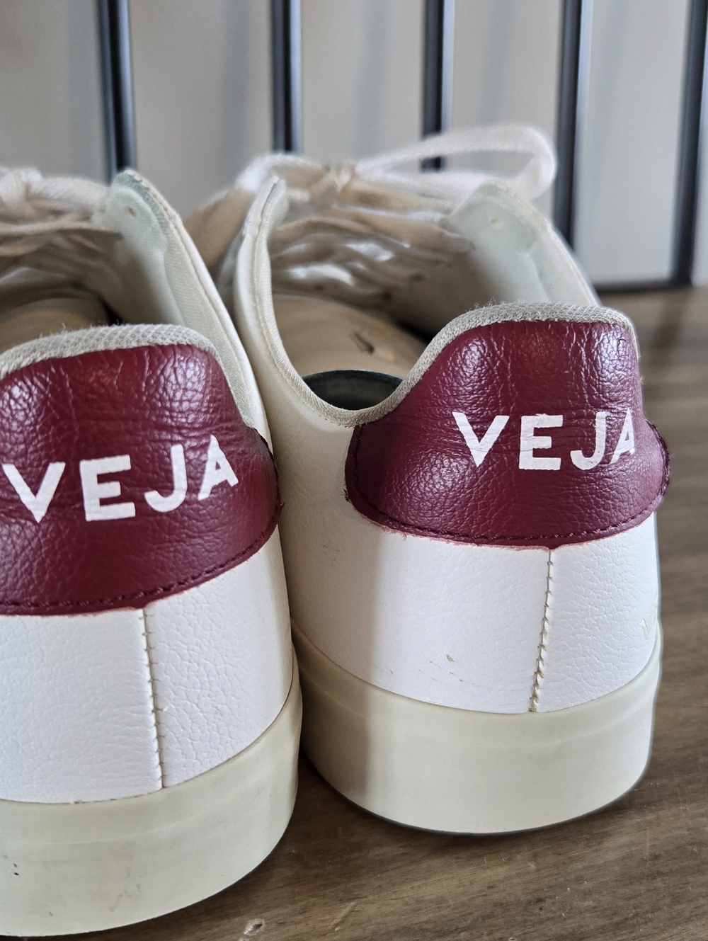Veja Women's White Leather Campo Sneakers with Pink Accents - Picture 7 of 9